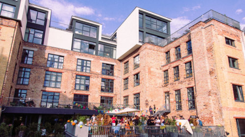 An image of an event being held outside Factory Berlin Mitte.