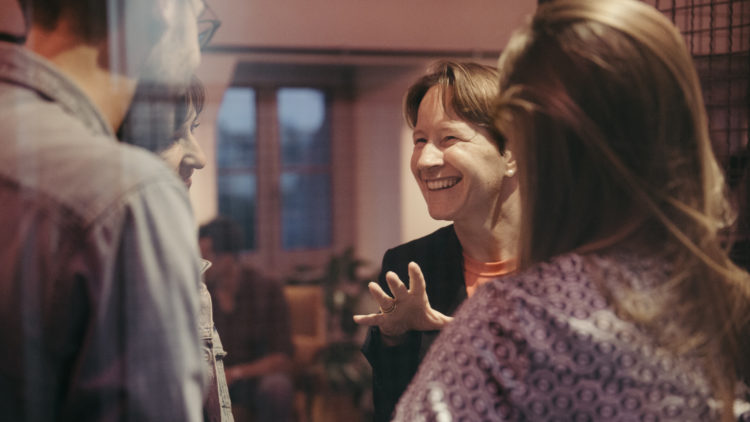 Women in conversation in the Factory Berlin Community.