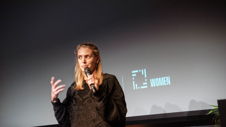 Elise Cannon, Co-founder of Sadū, pitches at Factory Berlin's Womens Circle event, Women in Web3.