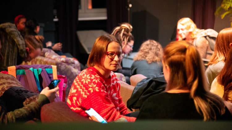 Guests at Factory Berlin's Womens Circle event with startup pitches.